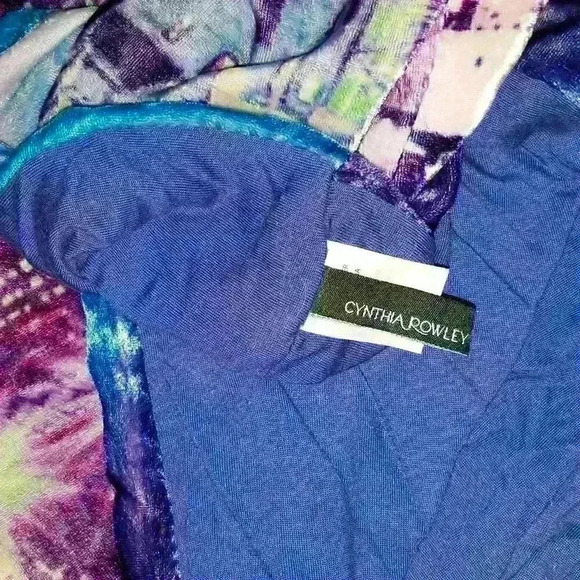 CYNTHIA ROWLEY Womans INFINITY Scarf NYC CITY SCAPE Velour BLUE Jersey 36x20 - Picture 10 of 10